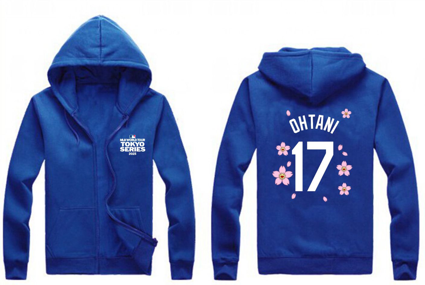 Men Los Angeles Dodgers #17 Ohtani Blue Zipper hoodie 2025 MLB Jersey style 2->los angeles dodgers->MLB Jersey